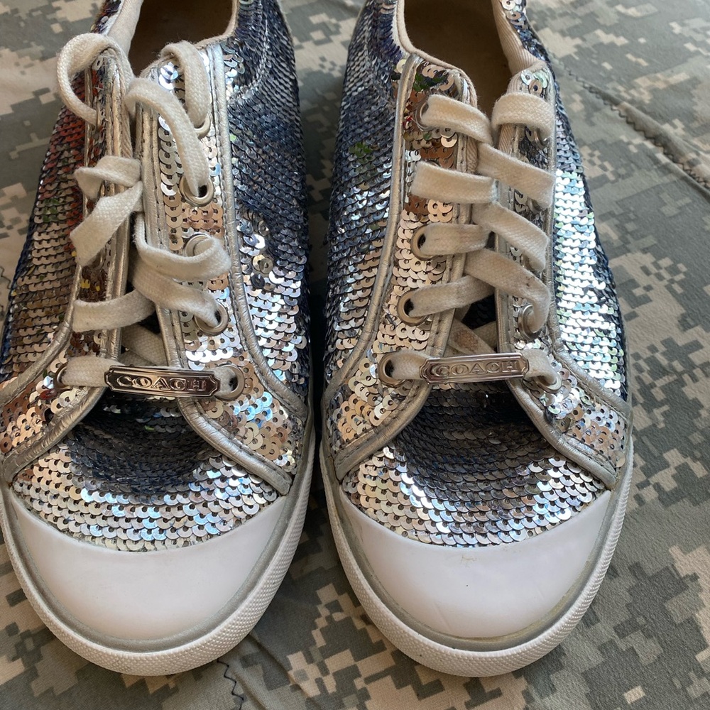 Coach Garrett Silver Sequin Women's Sneakers S 8B - Picture 7 of 13